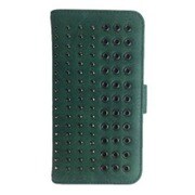 SW-LT101-GR [iPhone 7用 4.7インチ ケース スタッズ二つ折り横開きサークルタイプ グリーン]