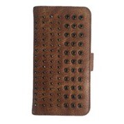 SW-LT103-BR [iPhone 7 Plus用 5.5インチ ケース スタッズ二つ折り横開きサークルタイプ ブラウン]