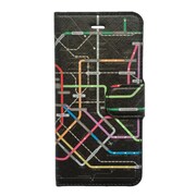i7-RMP-1078 [iPhone 7用 4.7インチ ケース 手帳型ケース 路線図ブラック]