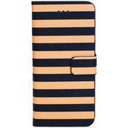 IQ-IP7B1-BKBG [iPhone SE（第2世代）/8/7 4.7インチ用 ケース ボーダー 手帳型レザーケース （1）ブラック×ベージュ]