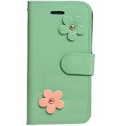 FV-IP7EF-MGR [iPhone SE（第2世代）/8/7 4.7インチ用 ケース エナメルフラワー 手帳型ケース ミントグリーン]