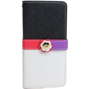 FV-IP7PF-BKW [iPhone 8 Plus/7 Plus用 ケース フラワーボタン バイカラー 手帳型ケース ブラック×ホワイト]