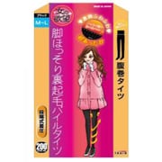 ブラック 女の欲望 脚ほっそり裏起毛パイル 腹巻タイツ 極厚200den M-L