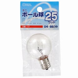ミニボール球 G40 E17 25W クリア LB-G4725-C