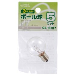 長寿命ボール球 G30 E12 110V 5W クリア LB-G3205-CLL
