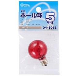 ミニボール球 G30 E12 110V 5W 赤