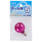 ミニボール球 G30 E12 110V 5W 桃