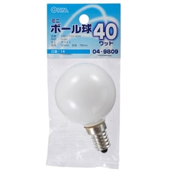ボール球 G50 E14 40W ホワイト LB-G5440-W