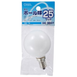 ボール球 G50 E14 25W ホワイト LB-G5425-W