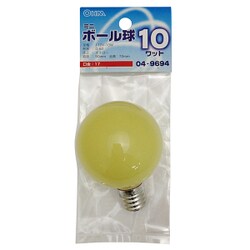 白熱電球 ミニボール球 E17口金 100～110V 10W イエロー LB-G5710-Y