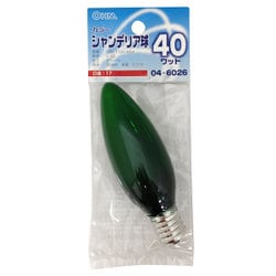 白熱電球 シャンデリア球 E17口金 100～110V 40W グリーン LB-C2740-CG