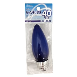 白熱電球 シャンデリア球 E26口金 100～110V 40W ブルー LB-C7640-CA