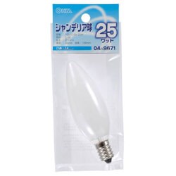 白熱電球 シャンデリア球 100～110V E14口金 25W ホワイト LB-C2425-W