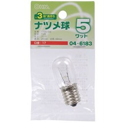 白熱電球 ナツメ球 110V E17口金 5W クリア LB-T0705-CLL
