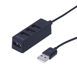 USB2.0 縦挿しハブ 4ポート バスパワー 0.3m ブラック UH-2404BK