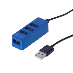 USB2.0 縦挿しハブ 4ポート バスパワー 0.3m ブルー UH-2404BL
