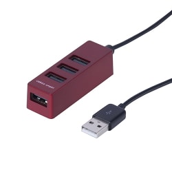 USB2.0 縦挿しハブ 4ポート バスパワー 0.3m レッド UH-2404R