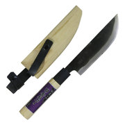 鎬柄 150mm 黒打収穫用包丁 木鞘入青鋼