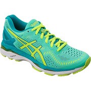 TJG747-3807 [LADY GEL-KAYANO 23-SLIM ランニングシューズ レディース 23.5cm アクアマリン×フラッシュイエロー]