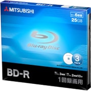 BD-R（Video） 1回録画用 130分 1-6倍速 1枚5mmケース（透明）3P インクジェットプリンタ/ワイド印刷エリア対応 ホワイト VBR130RP3D1