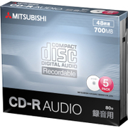 CD-R(Audio) 1回録音用 80分 48倍速 1枚5mmケース(透明)5P インクジェットプリンタ/ワイド印刷エリア対応 ホワイト MUR80FP5D1