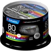 CD-R(Audio) 1回録音用 80分 48倍速 スピンドルケース50P インクジェットプリンタ/ワイド印刷エリア対応 ホワイト MUR80FP50SV1