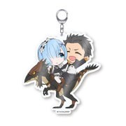 Re：ゼロから始める異世界生活 きゃらいど アクリルキーホルダー スバル＆レム on パトラッシュ [キャラクターグッズ]