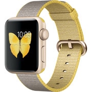 Apple Watch Series 2 - 38mmゴールドアルミニウムケースとイエロー/ライトグレイウーブンナイロンバンド