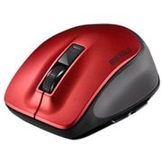 ワイヤレスマウス Premium Fit(プレミアムフィット) Bluetooth3.0接続 BlueLED 5ボタンタイプ 電池式 横スクロール 速度切替 静音 Mサイズ レッド BSMBB500MRD