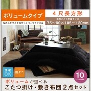 マイクロファイバーフランネル防ダニこたつ掛け・敷き布団2点セット ボリュームタイプ 4尺長方形(80×120cm)天板対応 チャコールグレー YS-87139
