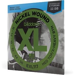 D'Addario（ダダリオ） エレキギター弦 ニッケル Medium Top/Extra Heavy Bottom .011-.056 EXL117 EXL117