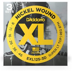D'Addario（ダダリオ） エレキギター弦 ニッケル SuperLight Top/Regular Bottom .009-.046 EXL125-3D 3set入りパック EXL125-3D