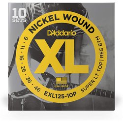 D'Addario（ダダリオ） エレキギター弦 ニッケル SuperLight Top/Regular Bottom .009-.046 EXL125-10P 10set入りパック EXL125-10P