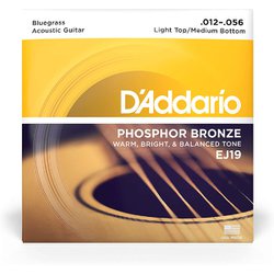 D'Addario（ダダリオ） アコースティックギター弦 フォスファーブロンズ Bluegrass: Light Top/Medium Bottom .012-.056 EJ19 EJ19