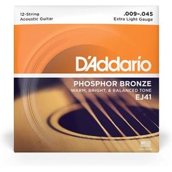 D'Addario（ダダリオ） アコースティックギター弦 フォスファーブロンズ Light 12弦 .009-.045 EJ41 EJ41