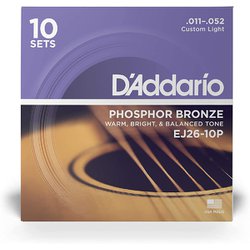 D'Addario（ダダリオ） アコースティックギター弦 フォスファーブロンズ Custom Light .011-.052 EJ26-10P 10set入りパック EJ26-10P