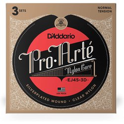 D'Addario（ダダリオ） クラシックギター弦 プロアルテ （Silver/Clear） Normal ノーマルテンション EJ45-3D 3set入りパック EJ45-3D