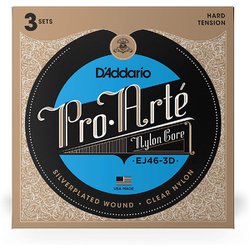D'Addario（ダダリオ） クラシックギター弦 プロアルテ （Silver/Clear） Hard ハードテンション EJ46-3D 3set入りパック EJ46-3D