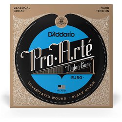 D'Addario（ダダリオ） クラシックギター弦 プロアルテ （Silver/Black Nylon） Hard ハードテンション EJ50 ブラックナイロン EJ50