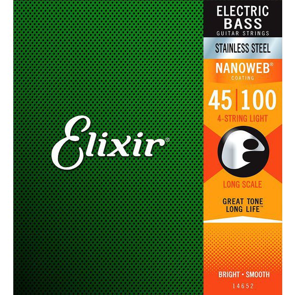 ELIXIR エリクサー#14652 [ベース弦 NANOWEB（ナノウェブ） コーティング弦 ステンレス Long Scale Light .045-.100 #14652]Ω