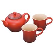 600mL ティーポット＆マグ（SS） 2個入セット チェリーレッド
