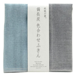 35×35cm 蚊帳の夢 備長炭色合わせふきん 水色