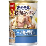 犬用 愛犬元気 缶 角切り ビーフ・魚・野菜入り 375g