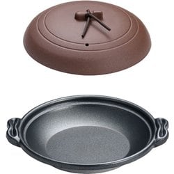 アルミ庵陶板鍋素焼き茶 M10-463 16cm 浅型 QTU16463