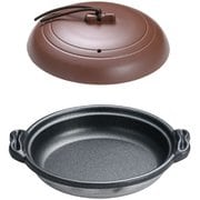 アルミ庵陶板鍋素焼き茶 M10-464 16cm 深型 QTU16464