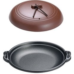 アルミ庵陶板鍋素焼き茶 M10-465 18cm 浅型 QTU16465