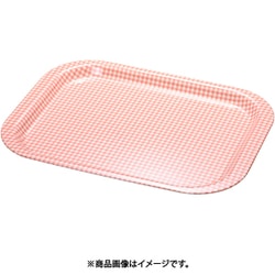 Rトレー取手なし 角(ノンスリップ加工) M チェックピンク ETL2107