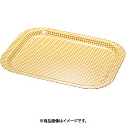 Rトレー取手なし 角(ノンスリップ加工) M チェックイエロー ETL2109