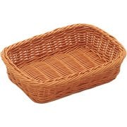 樹脂バスケット 角長 20cm ナチュラル(茶) WBS2405