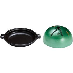 アルミ高瀬陶板鍋 金彩・緑 大 16.5cm QTU351